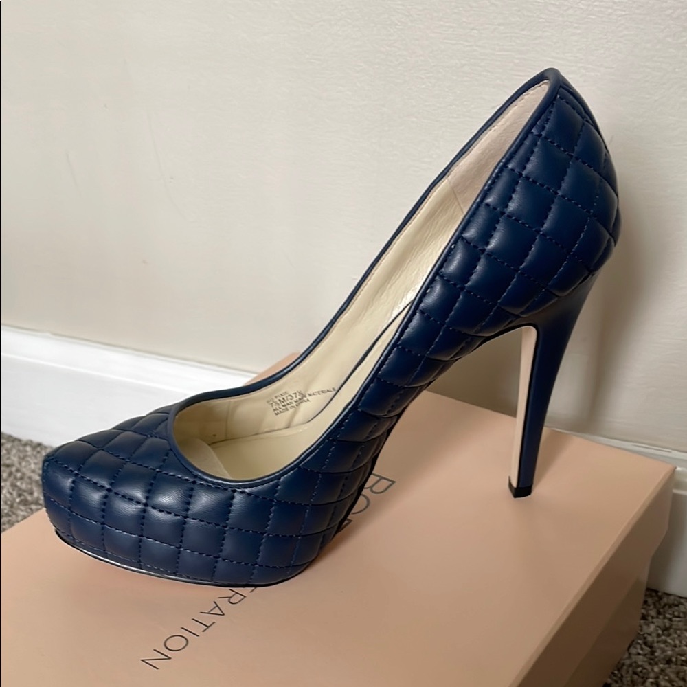 Elegant Blue Quilted Pumps